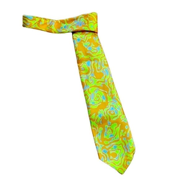 Vintage 70s Abstract Swirly Neck Tie - Picture 2 of 5